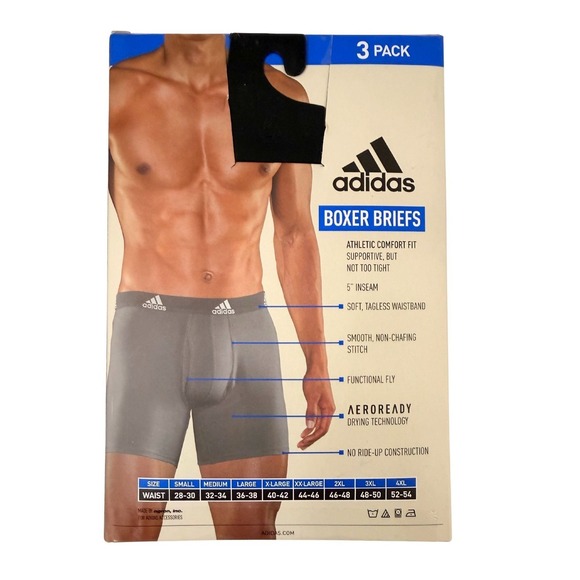 Adidas Men's Boxer Briefs Size Large Gray Black 3-Pack New - Picture 2 of 2